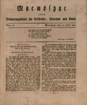 Mnemosyne (Neue Würzburger Zeitung) Mittwoch 13. Juli 1831