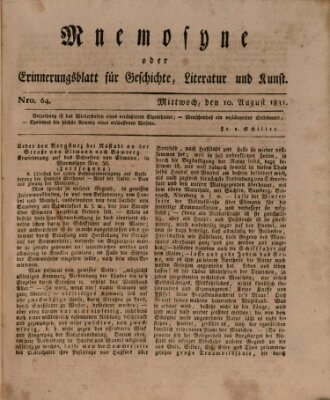 Mnemosyne (Neue Würzburger Zeitung) Mittwoch 10. August 1831