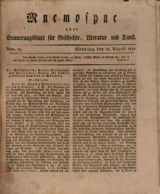 Mnemosyne (Neue Würzburger Zeitung) Sonntag 28. August 1831