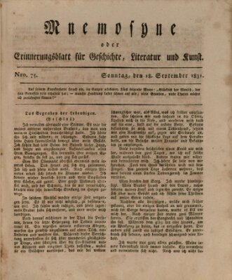 Mnemosyne (Neue Würzburger Zeitung) Sonntag 18. September 1831