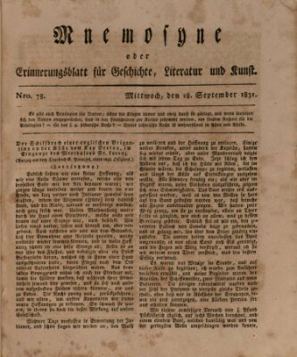 Mnemosyne (Neue Würzburger Zeitung) Mittwoch 28. September 1831