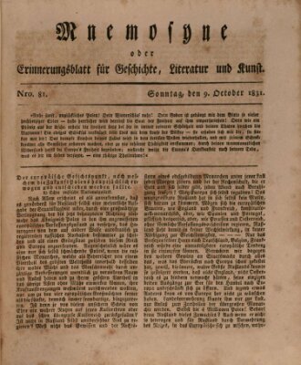 Mnemosyne (Neue Würzburger Zeitung) Sonntag 9. Oktober 1831