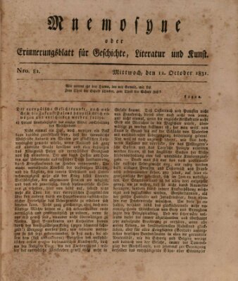 Mnemosyne (Neue Würzburger Zeitung) Mittwoch 12. Oktober 1831