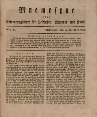 Mnemosyne (Neue Würzburger Zeitung) Mittwoch 19. Oktober 1831