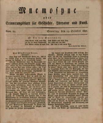 Mnemosyne (Neue Würzburger Zeitung) Sonntag 23. Oktober 1831