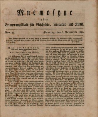 Mnemosyne (Neue Würzburger Zeitung) Sonntag 6. November 1831