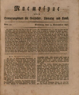 Mnemosyne (Neue Würzburger Zeitung) Sonntag 13. November 1831