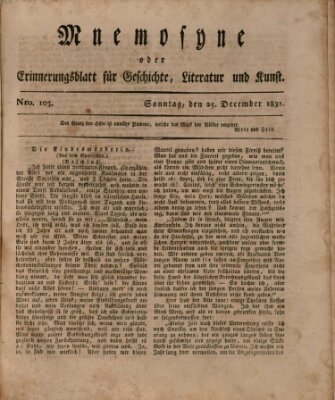 Mnemosyne (Neue Würzburger Zeitung) Sonntag 25. Dezember 1831