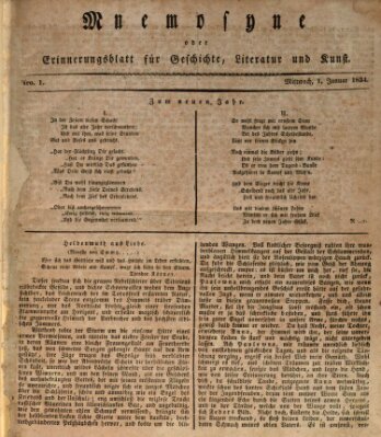 Mnemosyne (Neue Würzburger Zeitung) Mittwoch 1. Januar 1834