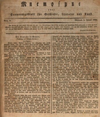 Mnemosyne (Neue Würzburger Zeitung) Mittwoch 8. Januar 1834