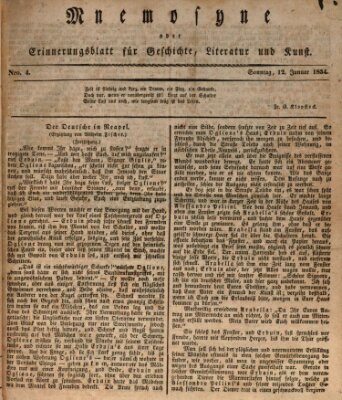 Mnemosyne (Neue Würzburger Zeitung) Sonntag 12. Januar 1834