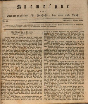 Mnemosyne (Neue Würzburger Zeitung) Mittwoch 5. Februar 1834