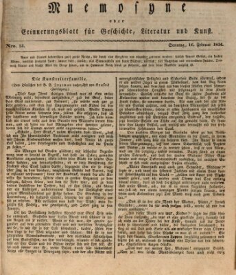 Mnemosyne (Neue Würzburger Zeitung) Sonntag 16. Februar 1834