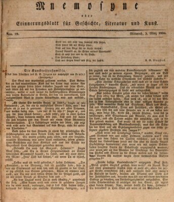 Mnemosyne (Neue Würzburger Zeitung) Mittwoch 5. März 1834