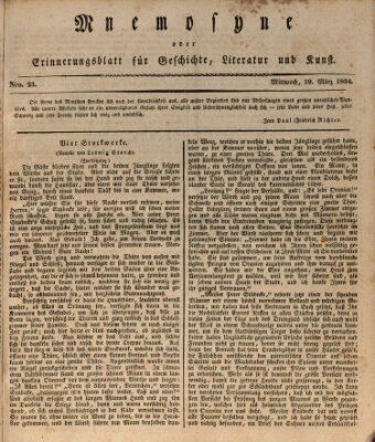 Mnemosyne (Neue Würzburger Zeitung) Mittwoch 19. März 1834