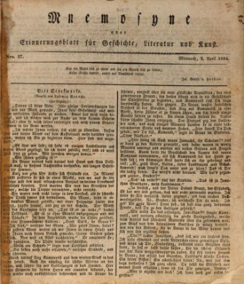 Mnemosyne (Neue Würzburger Zeitung) Mittwoch 2. April 1834