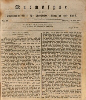 Mnemosyne (Neue Würzburger Zeitung) Mittwoch 9. April 1834