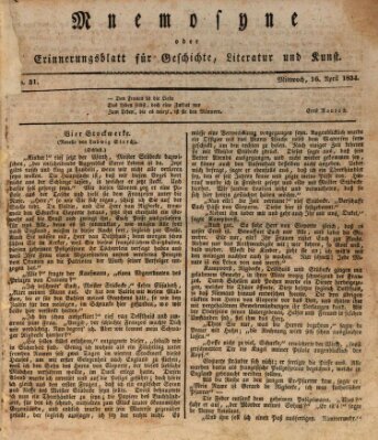 Mnemosyne (Neue Würzburger Zeitung) Mittwoch 16. April 1834