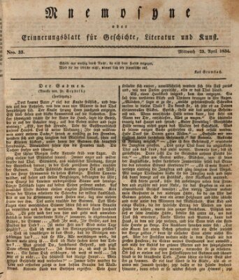 Mnemosyne (Neue Würzburger Zeitung) Mittwoch 23. April 1834