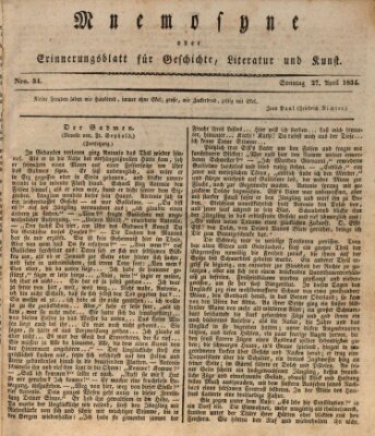 Mnemosyne (Neue Würzburger Zeitung) Sonntag 27. April 1834