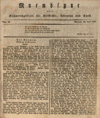 Mnemosyne (Neue Würzburger Zeitung) Mittwoch 30. April 1834