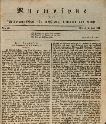 Mnemosyne (Neue Würzburger Zeitung) Mittwoch 4. Juni 1834