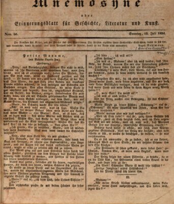 Mnemosyne (Neue Würzburger Zeitung) Sonntag 13. Juli 1834