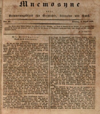 Mnemosyne (Neue Würzburger Zeitung) Sonntag 3. August 1834