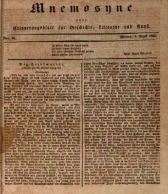 Mnemosyne (Neue Würzburger Zeitung) Mittwoch 6. August 1834