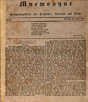 Mnemosyne (Neue Würzburger Zeitung) Mittwoch 13. August 1834