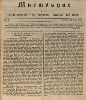 Mnemosyne (Neue Würzburger Zeitung) Sonntag 24. August 1834