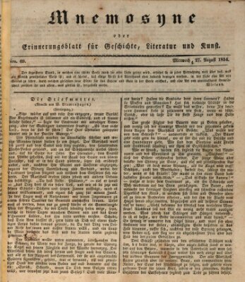 Mnemosyne (Neue Würzburger Zeitung) Mittwoch 27. August 1834