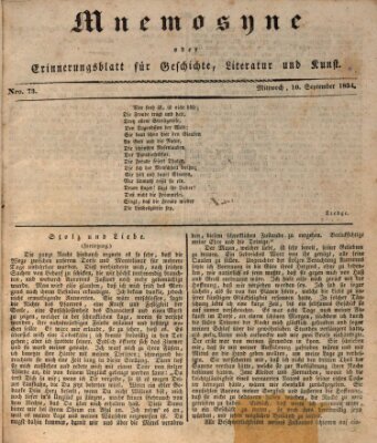 Mnemosyne (Neue Würzburger Zeitung) Mittwoch 10. September 1834