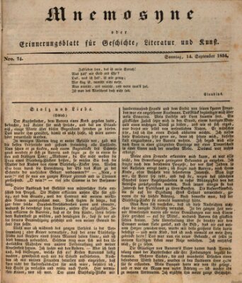 Mnemosyne (Neue Würzburger Zeitung) Sonntag 14. September 1834