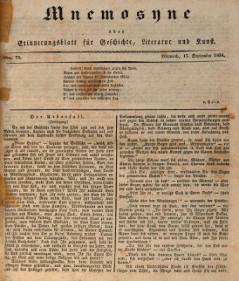 Mnemosyne (Neue Würzburger Zeitung) Mittwoch 17. September 1834