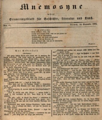 Mnemosyne (Neue Würzburger Zeitung) Mittwoch 24. September 1834