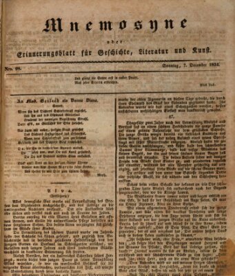 Mnemosyne (Neue Würzburger Zeitung) Sonntag 7. Dezember 1834