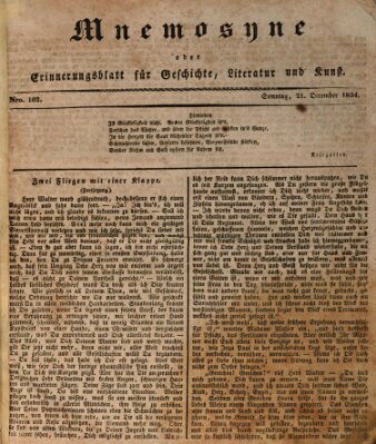 Mnemosyne (Neue Würzburger Zeitung) Sonntag 21. Dezember 1834