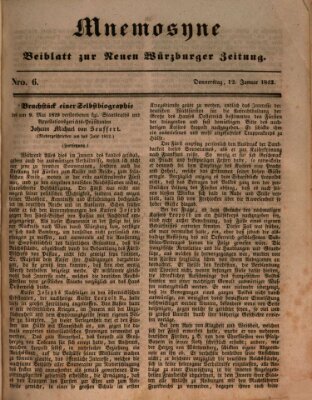 Mnemosyne (Neue Würzburger Zeitung) Donnerstag 12. Januar 1843