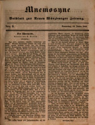 Mnemosyne (Neue Würzburger Zeitung) Donnerstag 19. Januar 1843