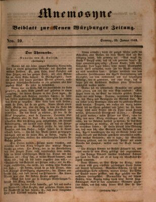 Mnemosyne (Neue Würzburger Zeitung) Sonntag 22. Januar 1843