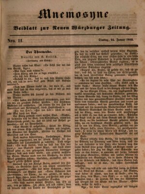 Mnemosyne (Neue Würzburger Zeitung) Dienstag 24. Januar 1843