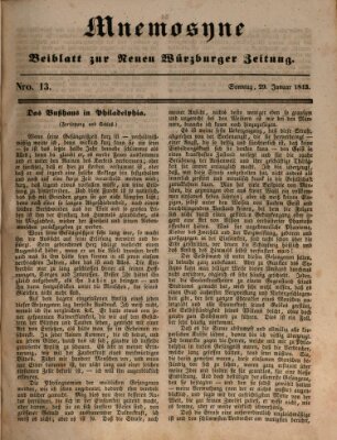 Mnemosyne (Neue Würzburger Zeitung) Sonntag 29. Januar 1843