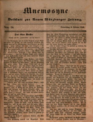 Mnemosyne (Neue Würzburger Zeitung) Donnerstag 9. Februar 1843