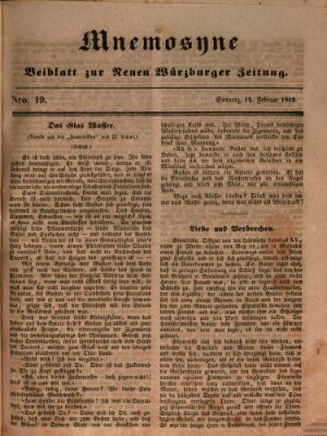 Mnemosyne (Neue Würzburger Zeitung) Sonntag 12. Februar 1843