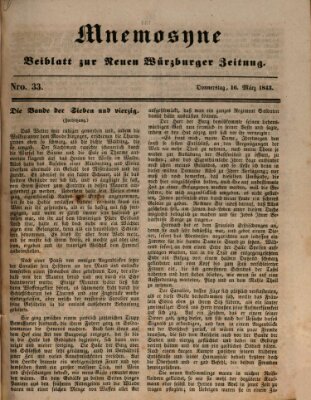 Mnemosyne (Neue Würzburger Zeitung) Donnerstag 16. März 1843