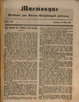 Mnemosyne (Neue Würzburger Zeitung) Sonntag 19. März 1843