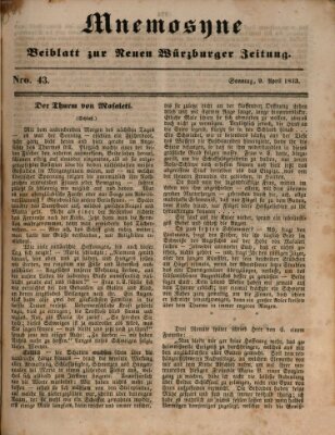 Mnemosyne (Neue Würzburger Zeitung) Sonntag 9. April 1843