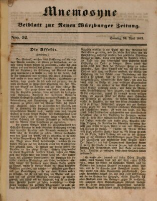 Mnemosyne (Neue Würzburger Zeitung) Sonntag 30. April 1843