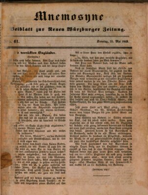 Mnemosyne (Neue Würzburger Zeitung) Sonntag 21. Mai 1843